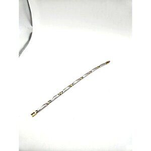 SteelX Stainless Steel Hinged Bangle Bracelet with Gold Tone Accents 7.5 inches